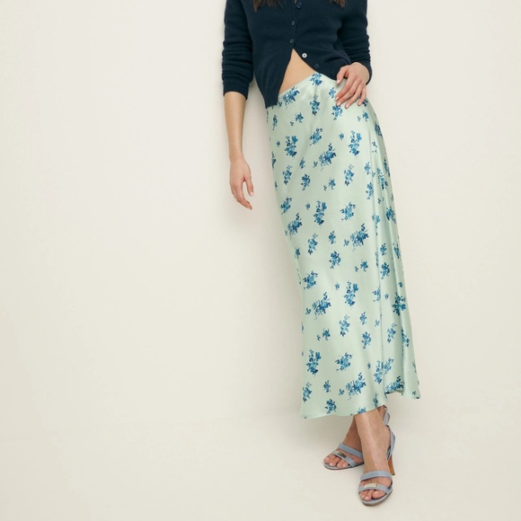 Reformation Dresses & Skirts - Reformation Layla Silk Skirt Blue - Size 4